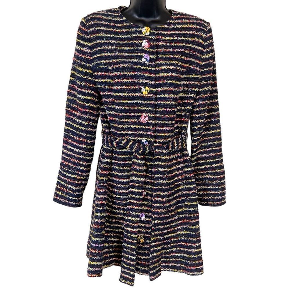 Cabi Headline Topper Button Down Multi-Stripe Coat